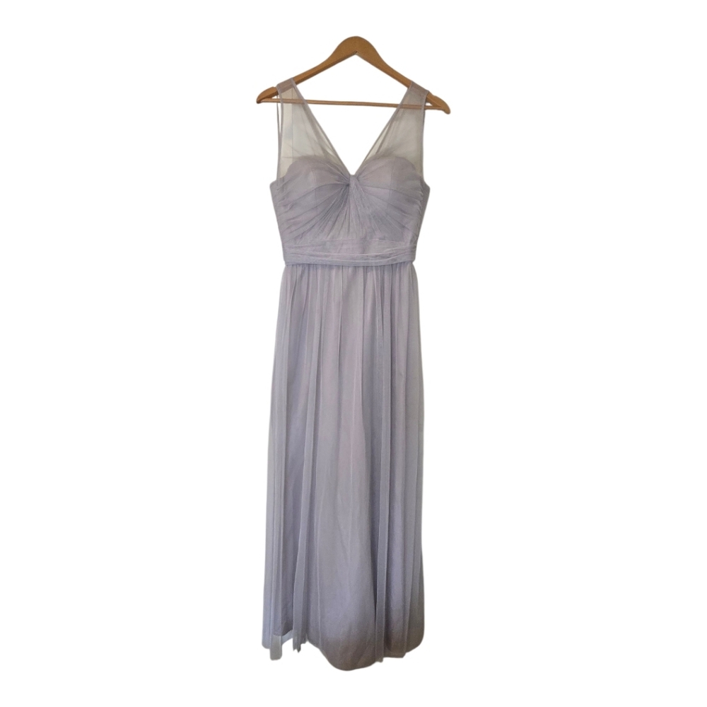 Amsale Twisted Tulle Sleeveless Formal Maxi Dress Grey 8 Prom Hoco Bridesmaid